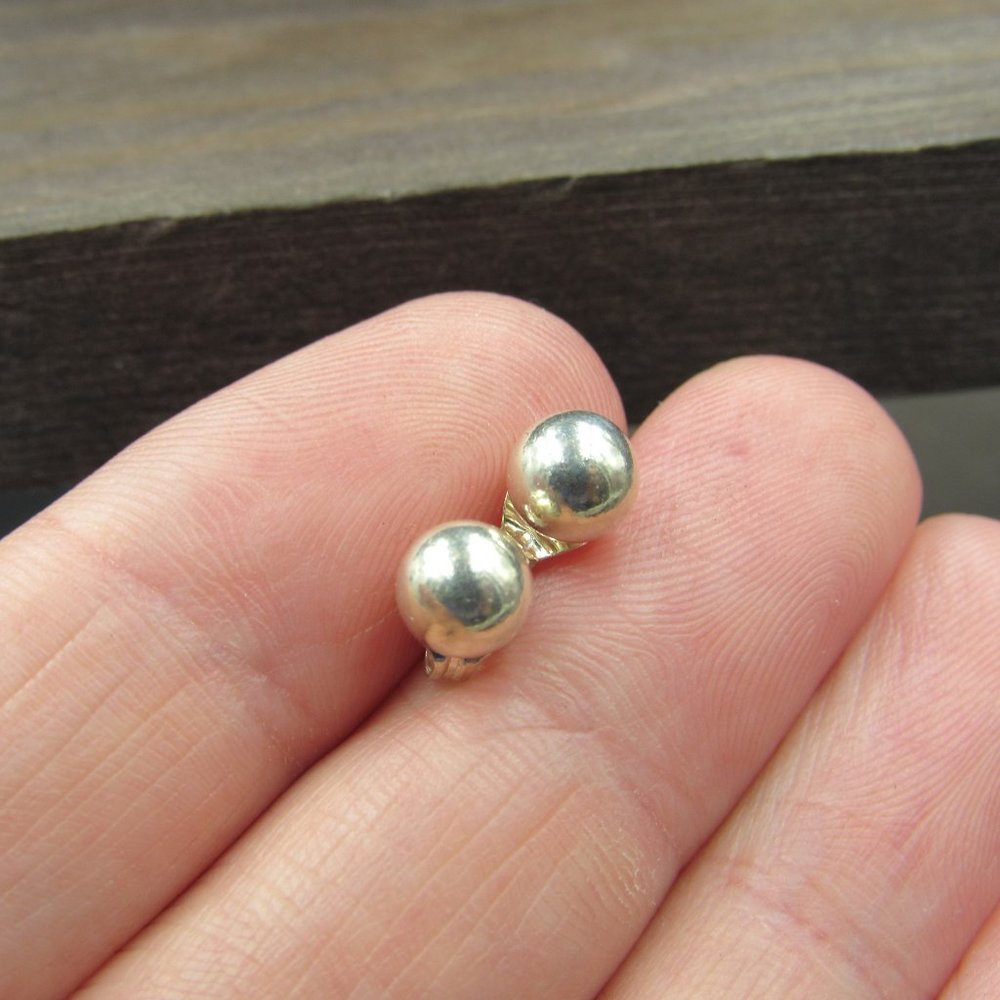 Sterling Tiny Rustic Small Orb Stud Earrings - image 3